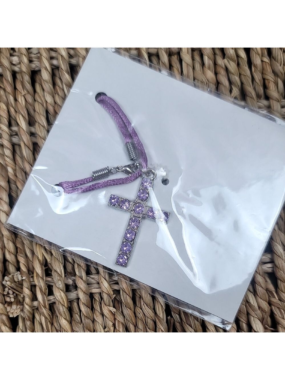 Michaels Brand Cross Necklace with Satin Cord Purple New Nwt